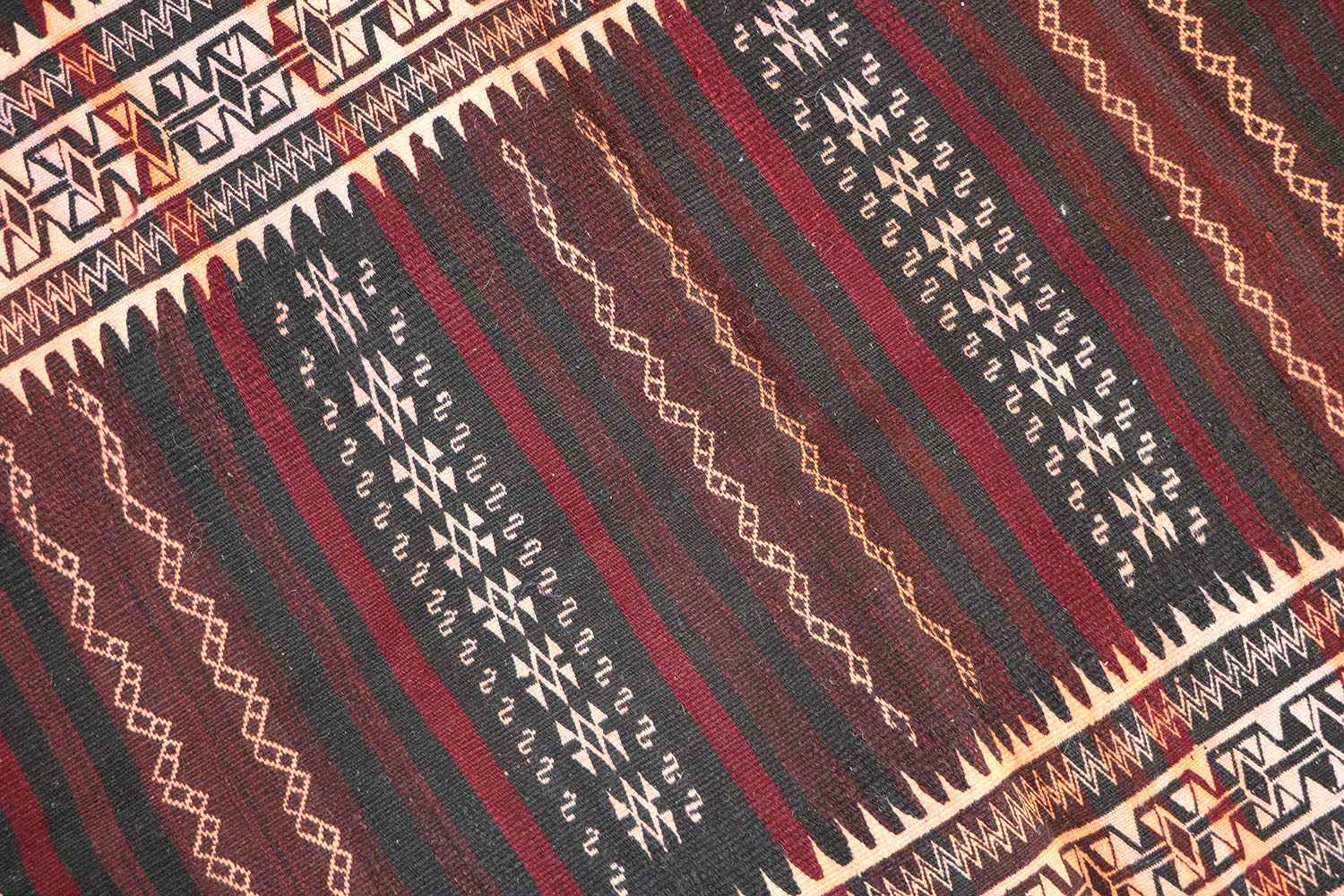 295x100 cm Baluch Kilim Sumak Tribal Wool Rugs Hand Knotted Maroon - Rugoutlet