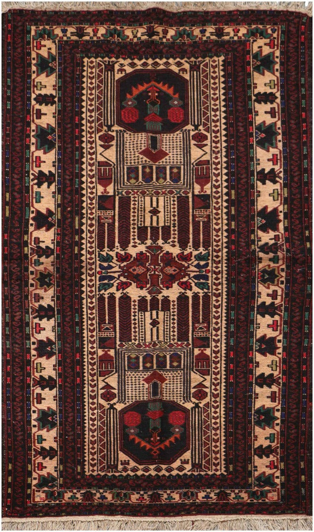 179x106cm Afghan Sumak (Soumak) brown handmade rug - Rugoutlet