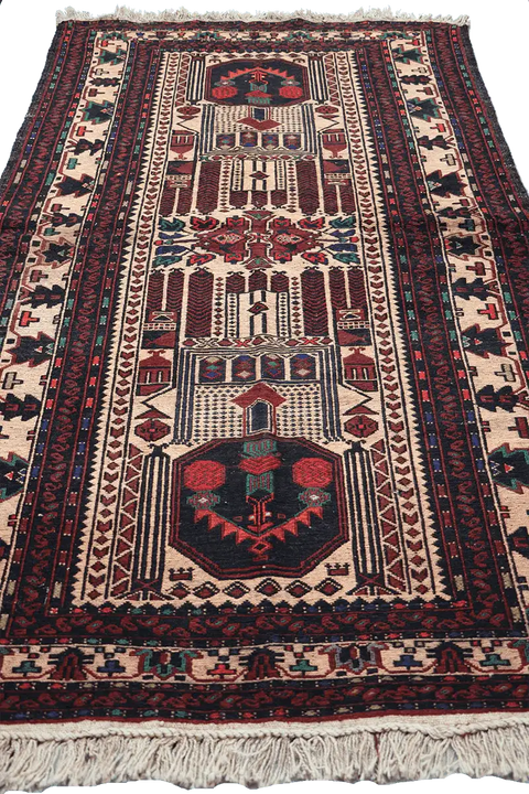 179x106cm Afghan Sumak (Soumak) brown handmade rug - Rugoutlet