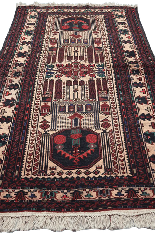 179x106cm Afghan Sumak (Soumak) brown handmade rug - Rugoutlet