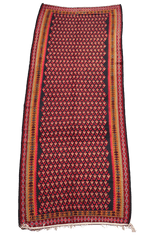 380x155cm Kurdish Kilim Senneh Wool Handmade Blue and Pink rug