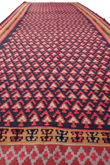 380x155cm Kurdish Kilim Senneh Wool Handmade Blue and Pink rug