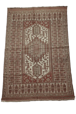 250x150cm Uzbek Sumak (Soumak) Tribal Wool Handmade Brown and Beige rug - Rugoutlet