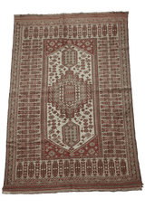 250x150cm Uzbek Sumak (Soumak) Tribal Wool Handmade Brown and Beige rug