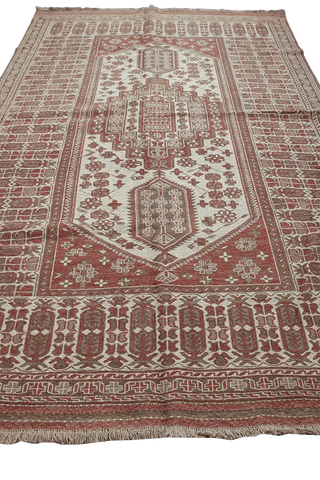 250x150cm Uzbek Sumak (Soumak) Tribal Wool Handmade Brown and Beige rug - Rugoutlet
