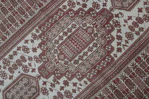 250x150cm Uzbek Sumak (Soumak) Tribal Wool Handmade Brown and Beige rug - Rugoutlet