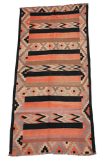 255x118 cm Qashqai Kilim Tribal Wool Rugs Hand Knotted Black Orange - Rugoutlet