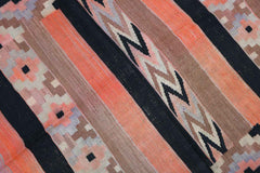 255x118 cm Qashqai Kilim Tribal Wool Rugs Hand Knotted Black Orange - Rugoutlet