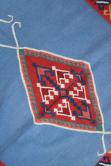 235x153 cm Qashqai Kilim Tribal Wool Rugs Hand Knotted Sky Blue - Rugoutlet