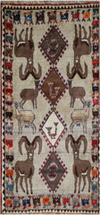 190x123 cm Qashqai Tribal Wool Rugs Hand Knotted Beige - Rugoutlet