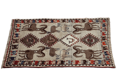 190x123 cm Qashqai Tribal Wool Rugs Hand Knotted Beige - Rugoutlet