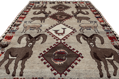 190x123 cm Qashqai Tribal Wool Rugs Hand Knotted Beige - Rugoutlet