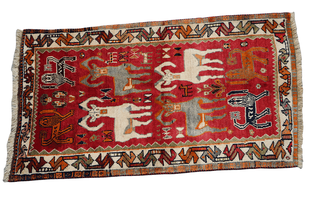 181x115 cm Qashqai Tribal Wool Rugs Hand Knotted Red - Rugoutlet