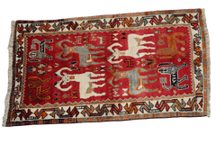 181x115 cm Qashqai Tribal Wool Rugs Hand Knotted Red - Rugoutlet