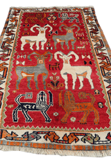 181x115 cm Qashqai Tribal Wool Rugs Hand Knotted Red - Rugoutlet