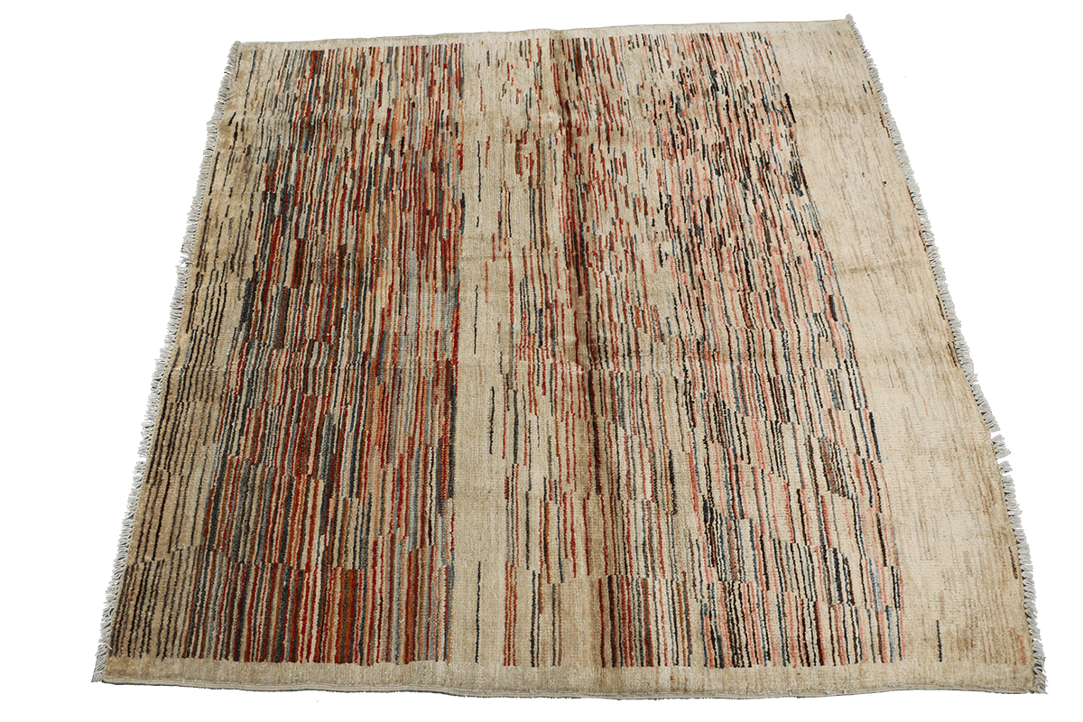 150x150 cm Contemporary Modern Tribal Wool Rugs Hand Knotted Brown - Rugoutlet