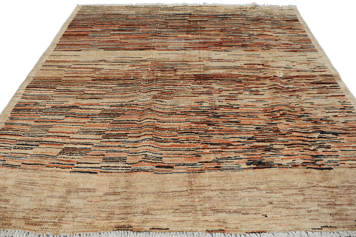 150x150 cm Contemporary Modern Tribal Wool Rugs Hand Knotted Brown - Rugoutlet