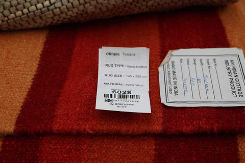 140x200 cm Tuscana Kilim Tribal Wool Rugs Hand Knotted Red - Rugoutlet