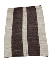 464x146 cm Modern Leather Kilim Tribal Wool Rugs Hand Knotted Brown Beige - Rugoutlet