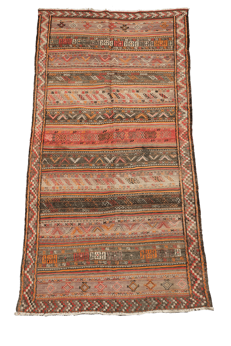 297x159 cm Antique Shahsavand Sumak Kilim Tribal Wool Rugs Hand Knotted Brown - Rugoutlet