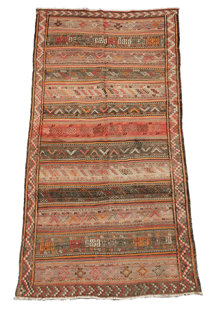 297x159 cm Antique Shahsavand Sumak Kilim Tribal Wool Rugs Hand Knotted Brown - Rugoutlet