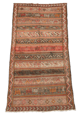 297x159 cm Antique Shahsavand Sumak Kilim Tribal Wool Rugs Hand Knotted Brown - Rugoutlet