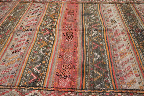 297x159 cm Antique Shahsavand Sumak Kilim Tribal Wool Rugs Hand Knotted Brown - Rugoutlet