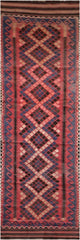 385x85 cm Afghan Kilim Runner Tribal Wool Rugs Hand Knotted Purple Peach - Rugoutlet