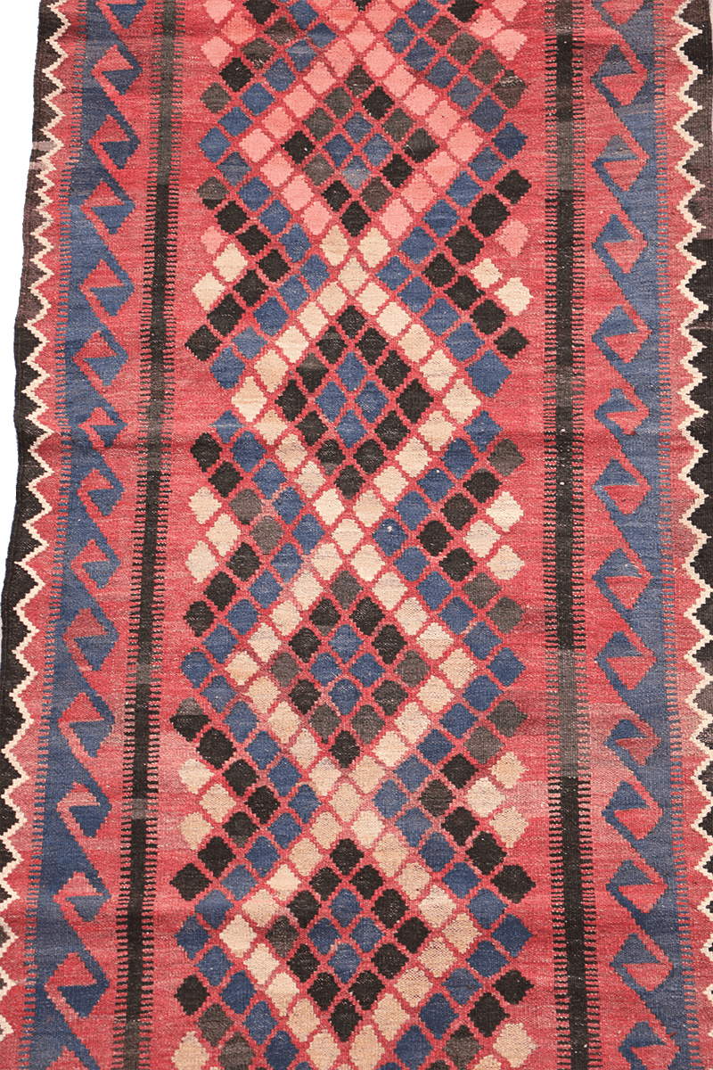 385x85 cm Afghan Kilim Runner Tribal Wool Rugs Hand Knotted Purple Peach - Rugoutlet