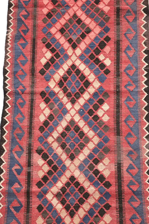 385x85 cm Afghan Kilim Runner Tribal Wool Rugs Hand Knotted Purple Peach - Rugoutlet
