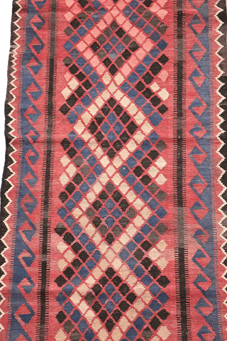 385x85 cm Afghan Kilim Runner Tribal Wool Rugs Hand Knotted Purple Peach - Rugoutlet
