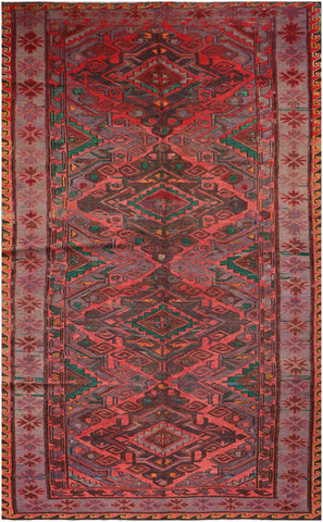330x158cm Anatolian wool Kilim Sumak (Soumak) Handmade red and green - Rugoutlet