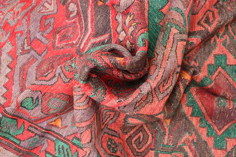330x158cm Anatolian wool Kilim Sumak (Soumak) Handmade red and green - Rugoutlet