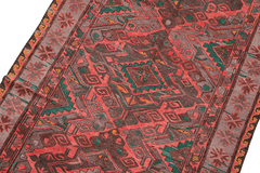 330x158cm Anatolian wool Kilim Sumak (Soumak) Handmade red and green