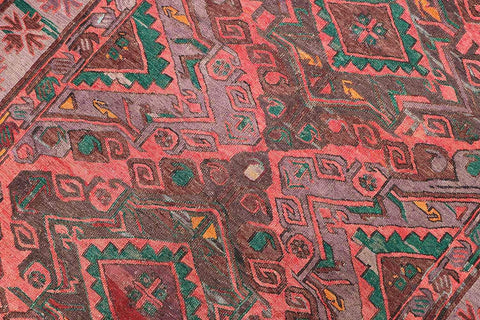 330x158cm Anatolian wool Kilim Sumak (Soumak) Handmade red and green - Rugoutlet