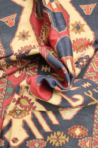 205x116cm Fine wool Kazak Sumak (Soumak) Kilim Blue and Red - 6840 - Rugoutlet