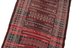 350x100 cm Baluch Sumak Kilim Tribal Wool Rug Handmade Maroon - Rugoutlet