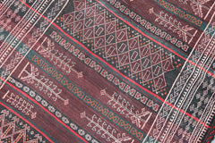 350x100 cm Baluch Sumak Kilim Tribal Wool Rug Handmade Maroon - Rugoutlet