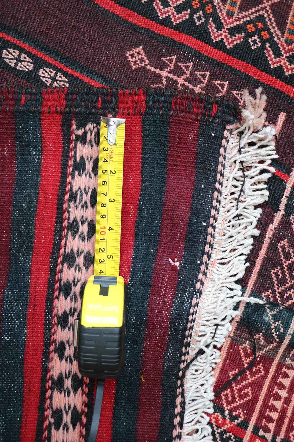 350x100 cm Baluch Sumak Kilim Tribal Wool Rug Handmade Maroon - Rugoutlet