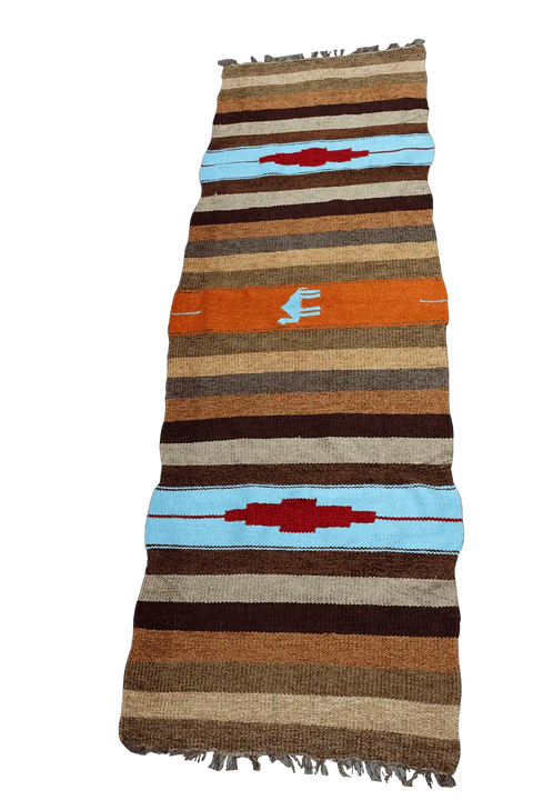 227x75 cm Kilim Tribal Wool Rug Handmade Multi Colored - Rugoutlet