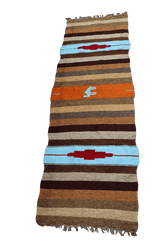 227x75 cm Kilim Tribal Wool Rug Handmade Multi Colored - Rugoutlet