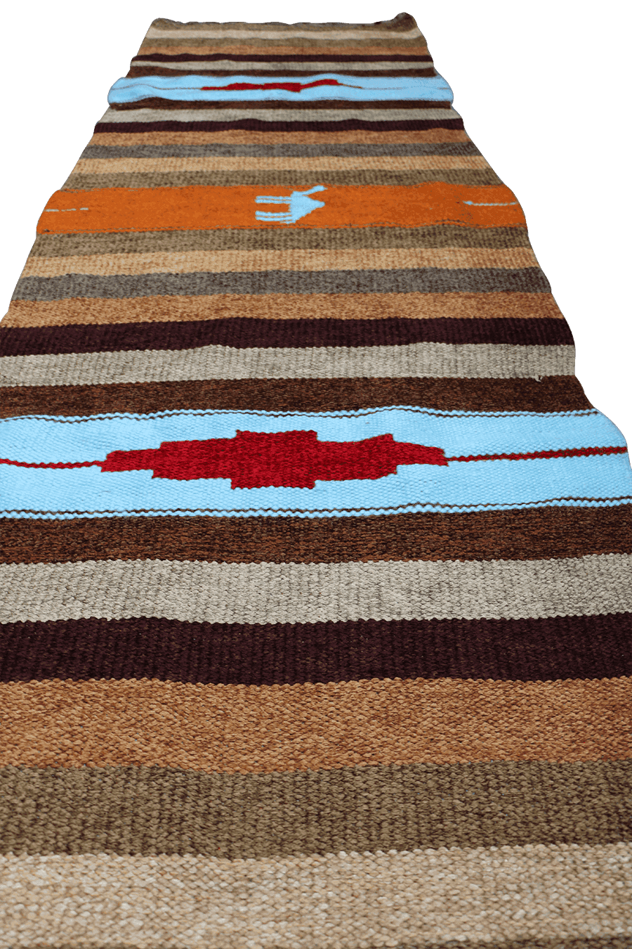 227x75 cm Kilim Tribal Wool Rug Handmade Multi Colored - Rugoutlet