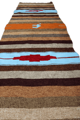 227x75 cm Kilim Tribal Wool Rug Handmade Multi Colored - Rugoutlet