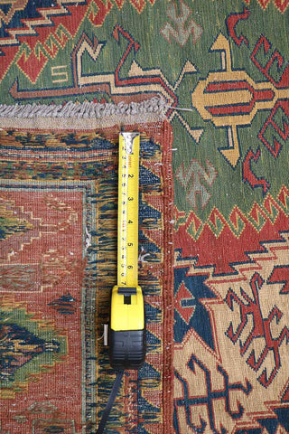 268x167cm Fine Kazak Sumak(soumak) handmade Red and Green - 6844 - Rugoutlet