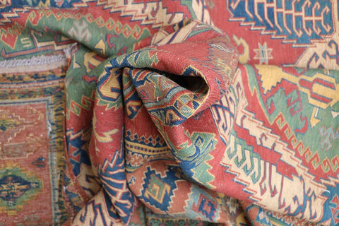 268x167cm Fine Kazak Sumak(soumak) handmade Red and Green - 6844 - Rugoutlet