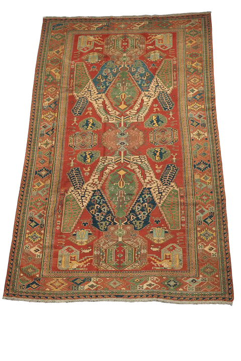 268x167cm Fine Kazak Sumak(soumak) handmade Red and Green - 6844 - Rugoutlet