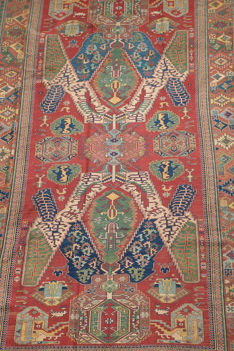 268x167cm Fine Kazak Sumak(soumak) handmade Red and Green - 6844 - Rugoutlet