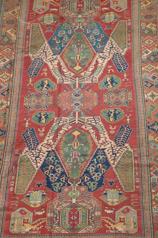 268x167cm Fine Kazak Sumak(soumak) handmade Red and Green - 6844 - Rugoutlet