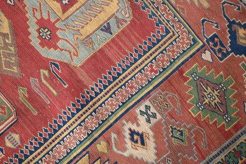 268x167cm Fine Kazak Sumak(soumak) handmade Red and Green - 6844 - Rugoutlet