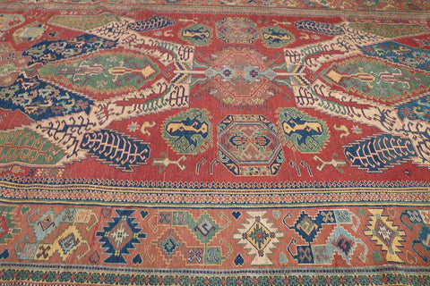 268x167cm Fine Kazak Sumak(soumak) handmade Red and Green - 6844 - Rugoutlet